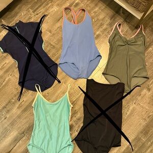 Yumiko Leotards in Blue, Green, and Olive